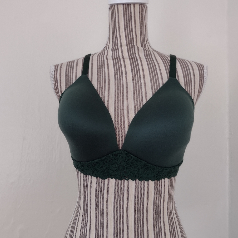 Aerie Green Real Sunnie Wireless Floral Lace Bralette Size 36D